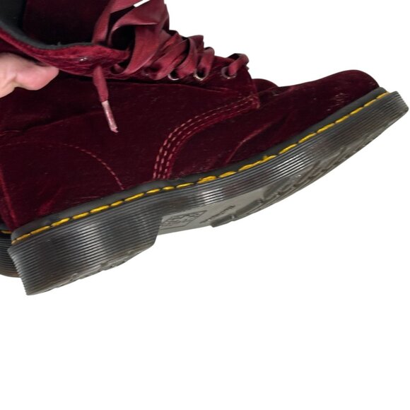 DR. MARTENS 1460 PASCAL VELVET SZ US 6 UK 4 EU 37 RED BURGUNDY BOOTS - Picture 13 of 16